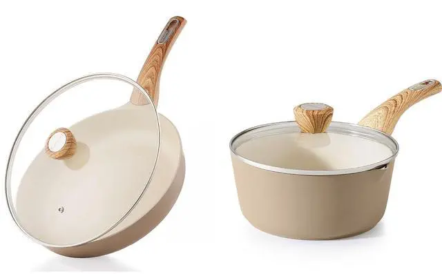 Main image of 9.5Inch Ceramic Nonstick Frying Pan Skillet with Lid,1.5 Quart Ceramic Nonstick Sauce Pan with Lid,Non stick Saucier Pan,Free of Intentionally Added PFAS/PTFE/PFOA, Induction Compatible