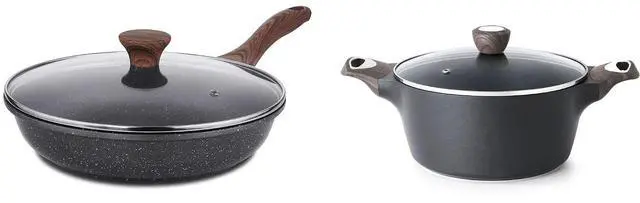Main image of 8inch Nonstick Frying Pan Skillet with Lid, PFOA Free,4.5QT Nonstick Stock Pot with Lid,Induction Compatible