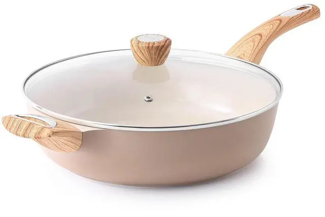 Alt view image 2 of 7 - 8inch 10.5inch Ceramic Nonstick Frying Pan Saute Pan, Non Stick Omelette Pans, Non-toxic Healthy Kitchen Cooking Chef's Pan, Free of Intentionally Added PFOA/PFAS/PTFE, Induction Compatible