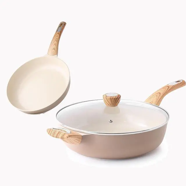 Main image of 8inch 10.5inch Ceramic Nonstick Frying Pan Saute Pan, Non Stick Omelette Pans, Non-toxic Healthy Kitchen Cooking Chef's Pan, Free of Intentionally Added PFOA/PFAS/PTFE, Induction Compatible