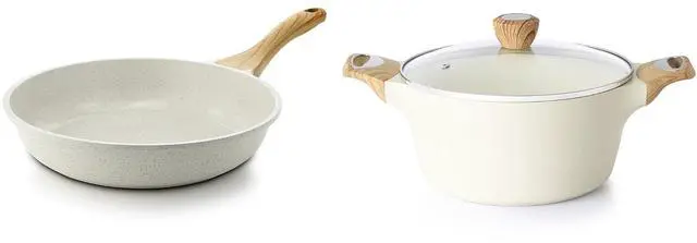 Main image of 9.5 Inch Nonstick Ceramic Frying Pan Skillet,Induction Compatible,4.5QT Ceramic Nonstick Stock Pot with Lid,PFOA PFAS PTFE Free