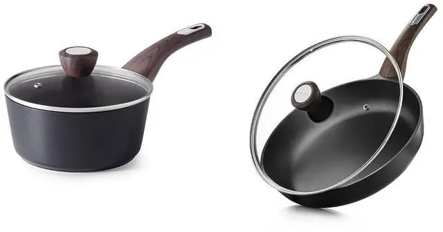 Main image of 9.5Inch Nonstick Frying Pan Skillet with Lid, Induction Compatible, 1.5 Quart Nonstick Sauce Pan with Lid,Non stick Saucier Pan, PFOA Free
