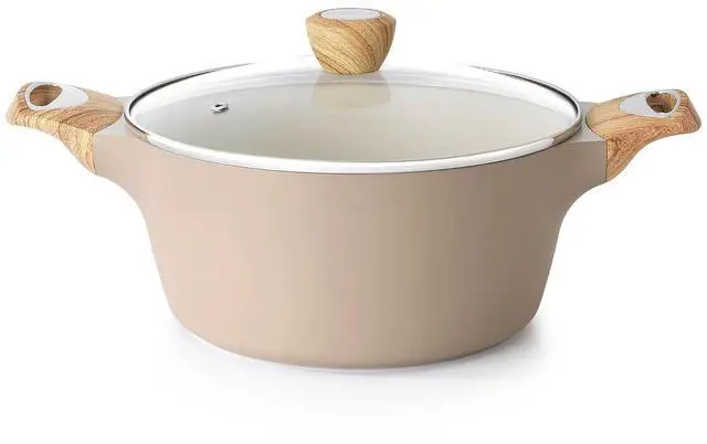 Alt view image 2 of 7 - 9.5inch Ceramic Nonstick Frying Pan Skillet, 4.5QT Soup Pot Kitchen Cooking Casserole, Free of Intentionally Added PFOA/PFAS/PTFE, Induction Compatible