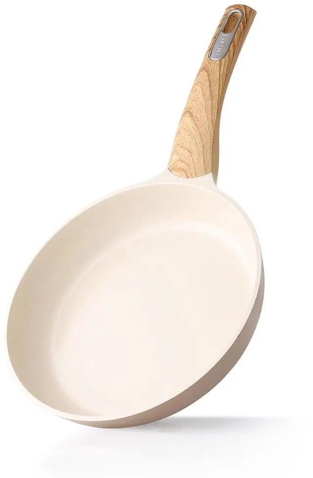 Alt view image 2 of 7 - Ceramic Nonstick Frying Pan Skillet, 2.6QT Soup Pot Casserole Kitchen Cooking Pot, Non Stick Omelette Pans, Non-toxic Free of Intentionally Added PFOA/PFAS/PTFE, Induction Compatible