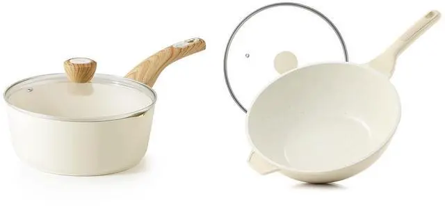 Main image of 1.5 Quart Ceramic Nonstick Sauce Pan with Lid, Healthy Non Toxic Chef Pan,4.5 Quart Nonstick Wok Pan with Lid,Induction Cookware for Cooking
