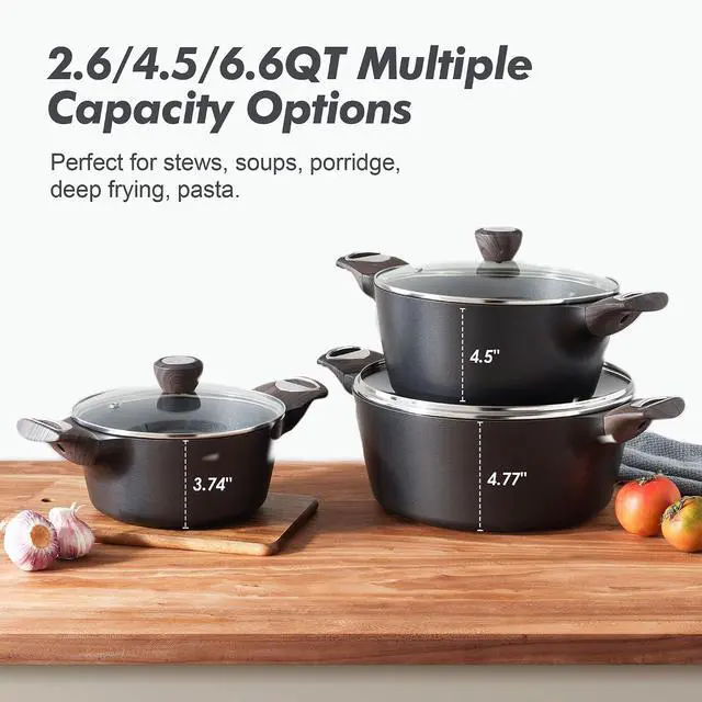 Alt view image 5 of 7 - 24 Piece Pots and Pans Set,Nonstick Detachable Handle Cookware,4.5QT Nonstick Stock Pot with Lid,Induction Compatible, PFOA PFOS APEO Free