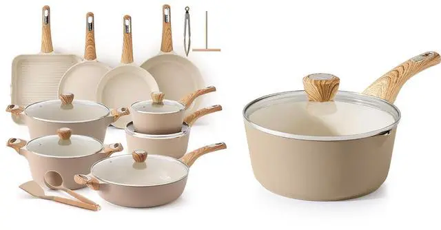 Main image of 26 Pcs Ceramic Cookware Sets,w/Frying Pans Set, Saucepans Set, 1.5 Quart Ceramic Nonstick Sauce Pan with Lid,Induction Pot, PFOA PTFE PFAS PFOA Free