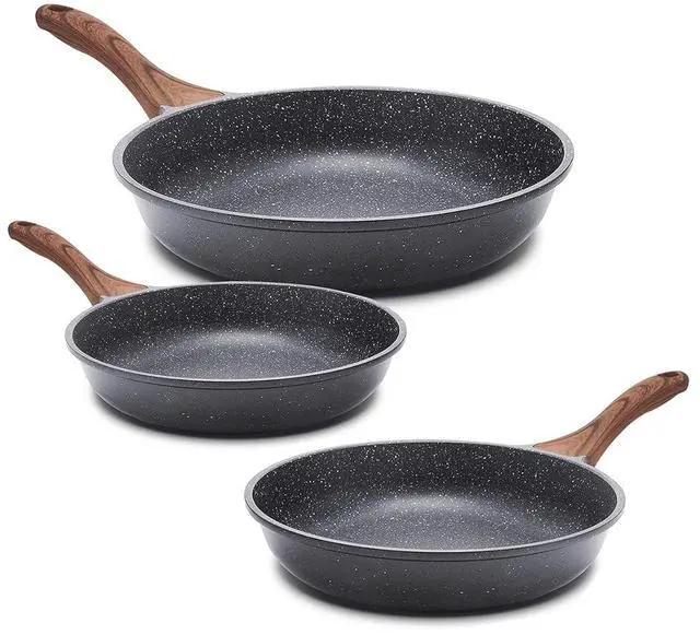Main image of Nonstick Frying Pan Skillets, Swiss Granite Coating Omelette Pans, Healthy Cookware Chef's Pan, PFOA Free (8+9.5+12.5 Inch)