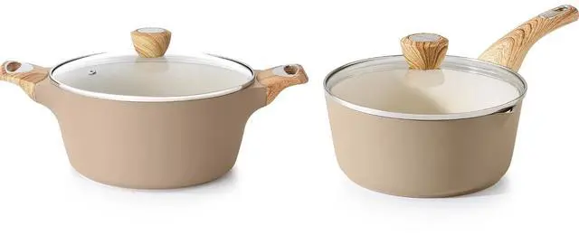 Main image of 4.5QT Ceramic Nonstick Stock Pot with Lid, Induction Compatible,1.5 Quart Ceramic Nonstick Sauce Pan with Lid, PFOA PTFE PFAS PFOA Free