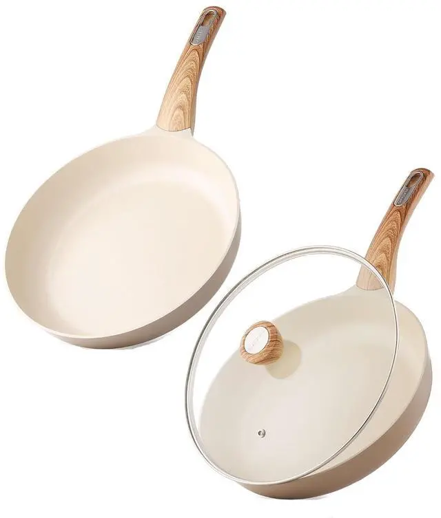 Main image of 9.5in/11in Ceramic Nonstick Frying Pans with Glass Lid
