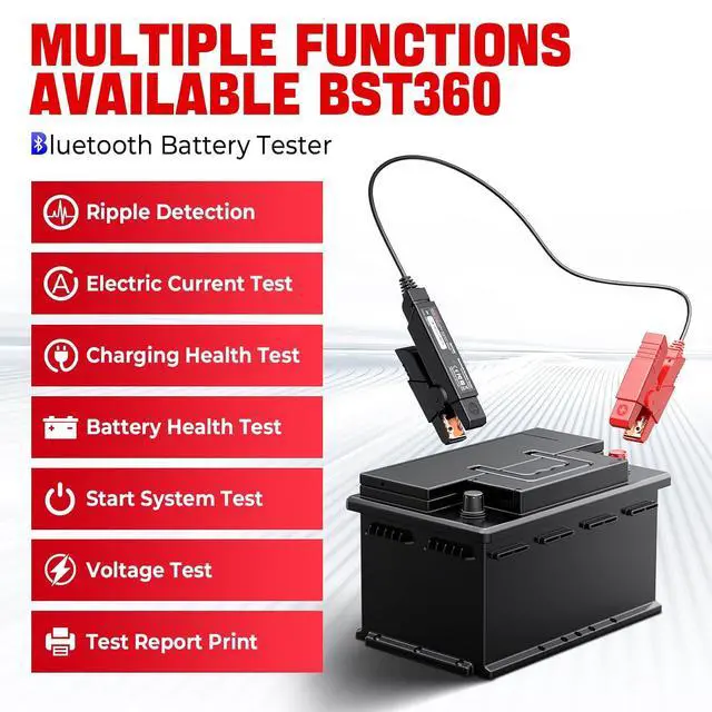 Alt view image 4 of 7 - LAUNCH BST 360 Battery Tester, 100-2000 CCA Load Tester Bluetooth Battery Analyzer Cranking and Charging Test for Car Truck Motorcycle ATV SUV Boat Yacht