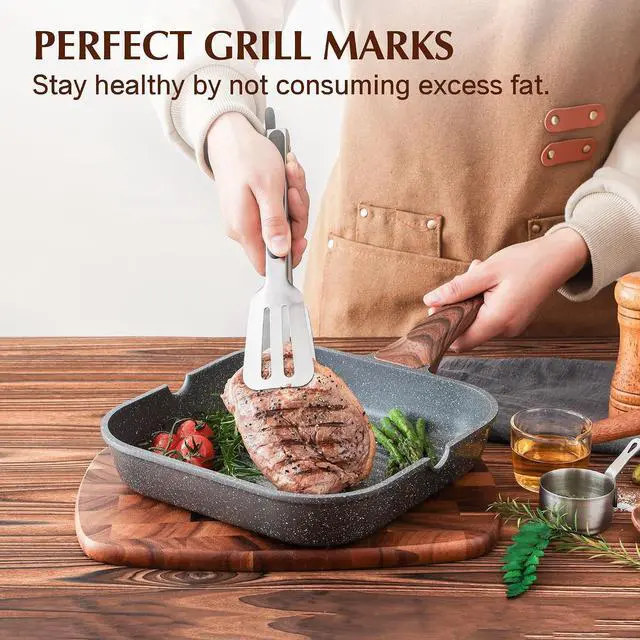 Alt view image 5 of 7 - 14 Pcs Non Stick Kitchen Cooking Set,9.5 Inch Nonstick Grill Pan, PFOA Free
