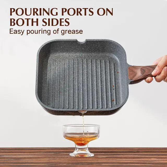 Alt view image 7 of 7 - 14 Pcs Non Stick Kitchen Cooking Set,9.5 Inch Nonstick Grill Pan, PFOA Free