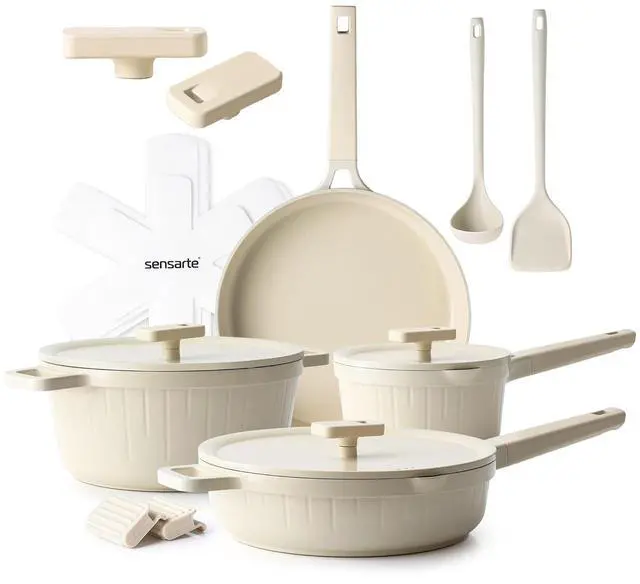 Main image of Ceramic Cookware Set, Pro Series Pots and Pans Set Nonstick, Non-toxic Healthy Induction Cookware, 14 Pcs Non Stick Kitchen Cooking Set w/Set of 2 Repalcement Compatible Knob