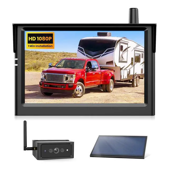 Main image of AUTO·VOX Magnetic Wireless Backup Camera with Solar Panel, 1 Minute Install Hitch Camera, Solar Assisted Charging for RV, 1080P HD 5" Monitor, IR Night Vision, IP69K Waterproof for Truck RV Trailer
