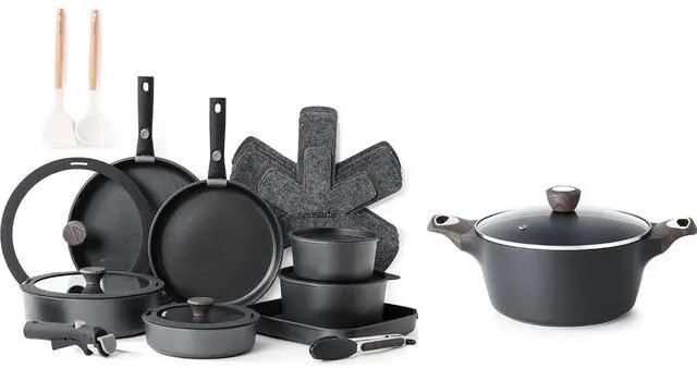 Main image of 24 Piece Pots and Pans Set,Nonstick Detachable Handle Cookware,4.5QT Nonstick Stock Pot with Lid,Induction Compatible, PFOA PFOS APEO Free