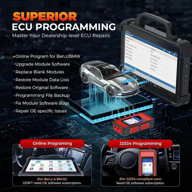 Alt view image 2 of 7 - Launch X431 PADVII Elite, 2026 Full Function Diagnostic Scanner, J2534 J2534 Protocol, HD Trucks, EVs, Topology Map, 60+Service,Online Coding, Bidirectional Scan Tool,