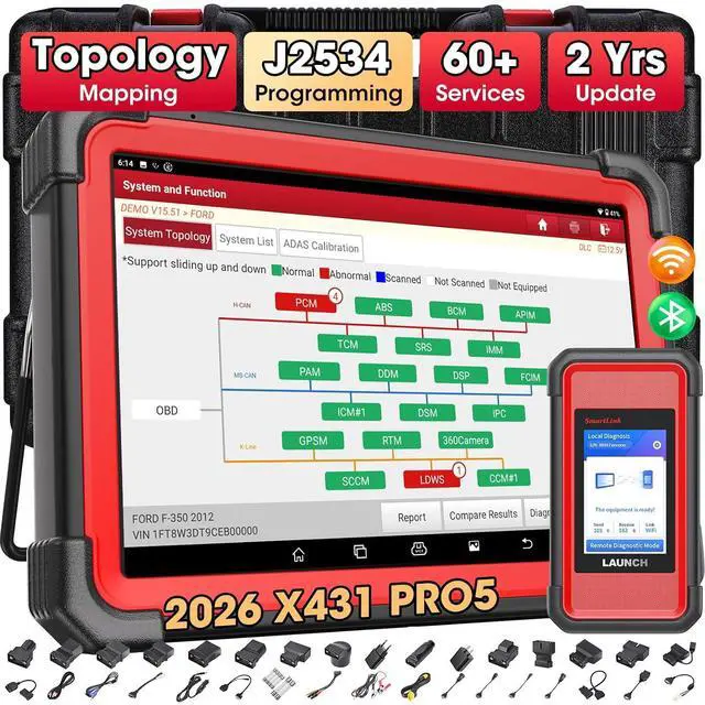 Main image of LAUNCH X431 PRO5 J2534 Protocol Bidirectional Scan Tool with SmartLink C V2.0, Car Diagnostic Scanner with Topology Mapping, 60+ Services, Intelligent Diagnostics, Guided Functions, 2-Year Free Update