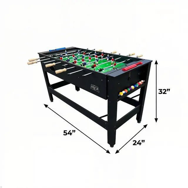 Alt view image 2 of 7 - KICK Twain 48" 2-in-1 Multi-Game Table Foosball & Billiards/Pool Table