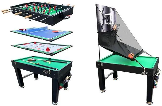 Main image of KICK Morpheus 55" 5-in-1 Multi-Game Table Foosball, Billiards/Pool, Ping Pong, Glide Hockey, and Basketball