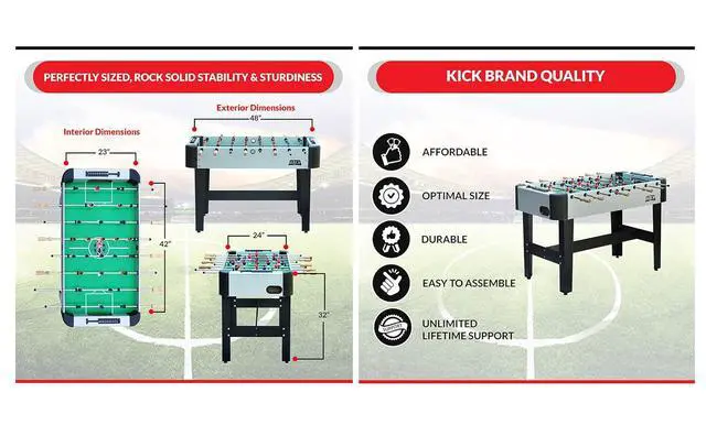 Alt view image 6 of 7 - KICK Conquest 48" Foosball Table Compact Indoor Game Table