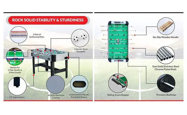 Alt view image 7 of 7 - KICK Conquest 48" Foosball Table Compact Indoor Game Table