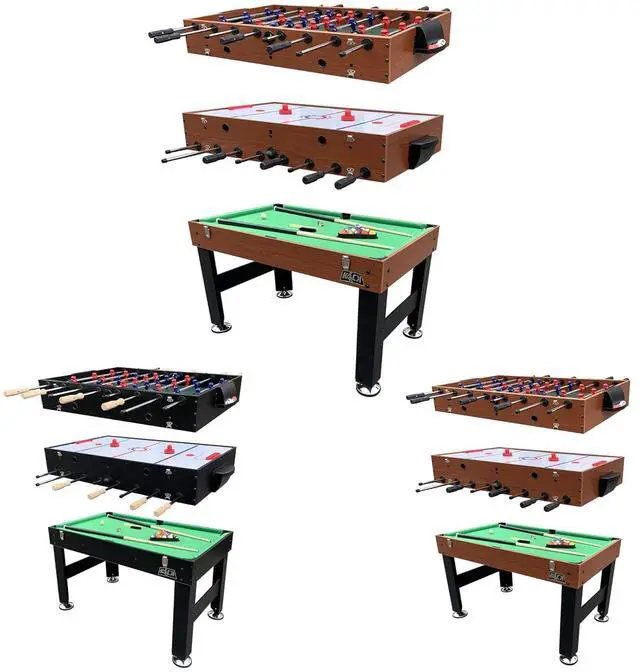 Main image of KICK Trilogy 55" 3-in-1 Multi Game Table Foosball, Billiards/Pool & Air Hockey