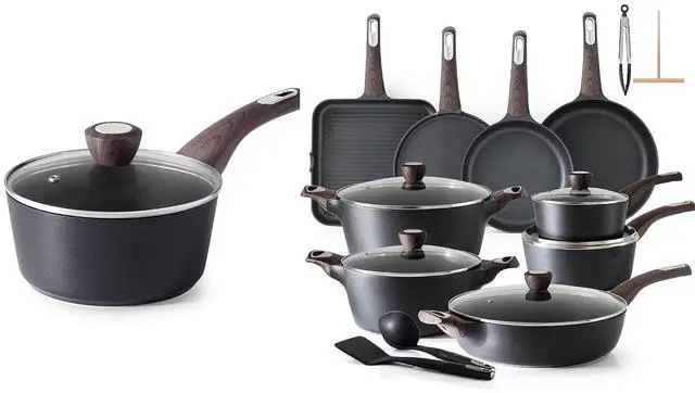 Main image of 26 Pcs Pots and Pans Set Nonstick,Kitchen Cooking Set,1.5 Quart Nonstick Sauce Pan with Lid,Non stick Saucier Pan, Induction Comptable, PFOA Free