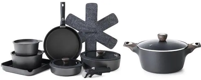 Main image of 17 Piece Pots and Pans Set,Nonstick Detachable Handle Cookware Set,SENSARTE 4.5QT Nonstick Stock Pot with Lid,Induction Compatible