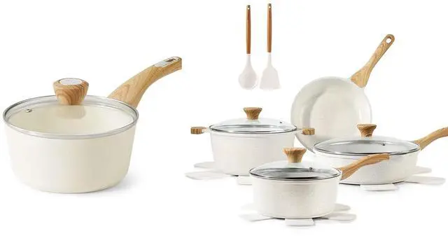 Main image of 13-Piece Nonstick Ceramic Cookware Set,Silicone Tools and Pot Protectors,1.5 Quart Ceramic Nonstick Sauce Pan with Lid,Non stick Saucier Pan, Induction Pot