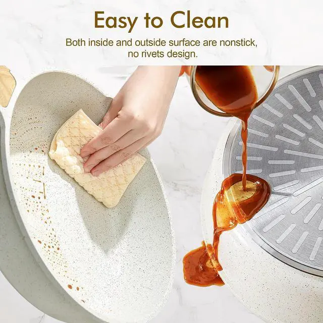 Alt view image 6 of 7 - 13-Piece Nonstick Ceramic Cookware Set,Silicone Tools and Pot Protectors,1.5 Quart Ceramic Nonstick Sauce Pan with Lid,Non stick Saucier Pan, Induction Pot