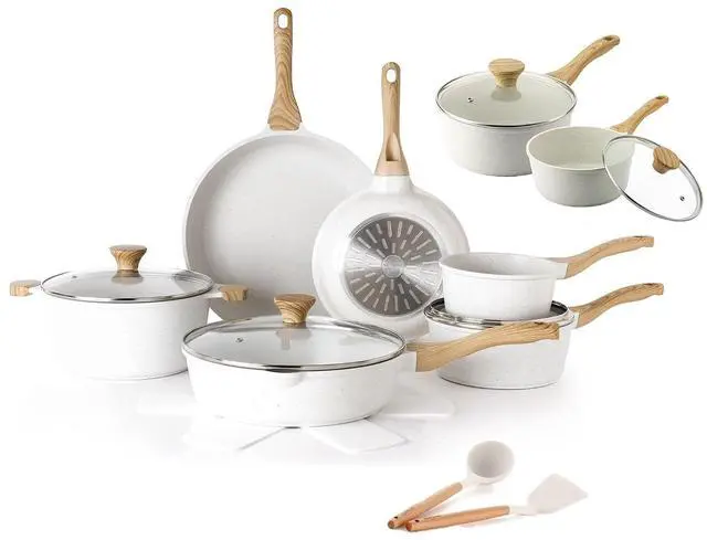 Main image of Ceramic Nonstick Cookware Set 18 Piece, includes Ceramic Nonstick Saucepan with Lid Set, 2 + 2.5QT