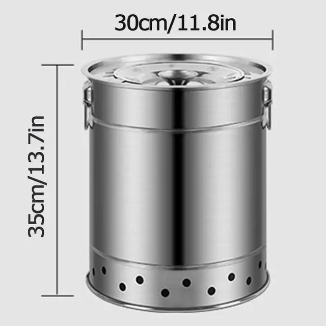 Alt view image 7 of 7 - Portable Charcoal BBQ Grill Stainless Steel Smoke-Free Charcoal BBQ Indoor & Outdoor Hanging Smothered Oven Vertical Charcoal Grills for Outdoor Cooking Grilling