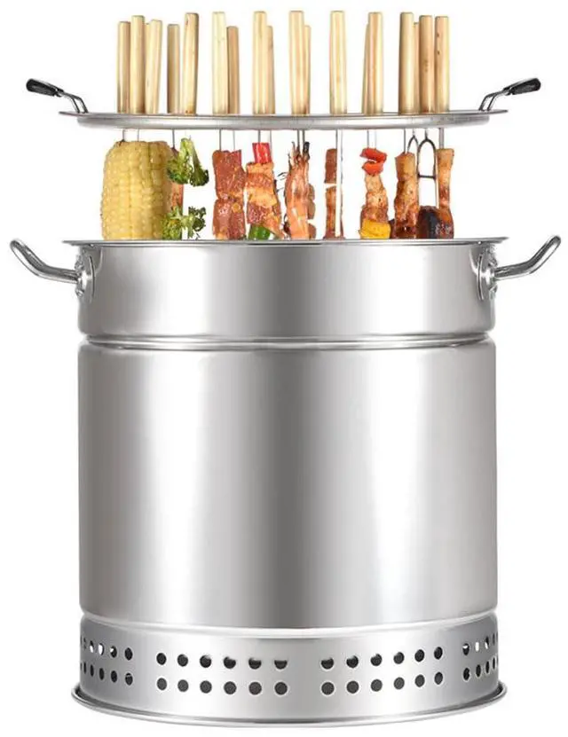 Main image of Vertical Charcoal BBQ Grill Portable Home Charcoal Smoker Round Hanging Smoker Grill for Backyard Patio Barbecue | Outdoor Smoking | Camping BBQ | Outside Cooking