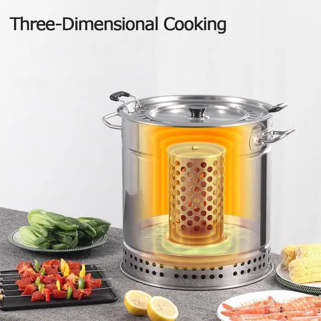 Alt view image 4 of 7 - Vertical Charcoal BBQ Grill Portable Home Charcoal Smoker Round Hanging Smoker Grill for Backyard Patio Barbecue | Outdoor Smoking | Camping BBQ | Outside Cooking