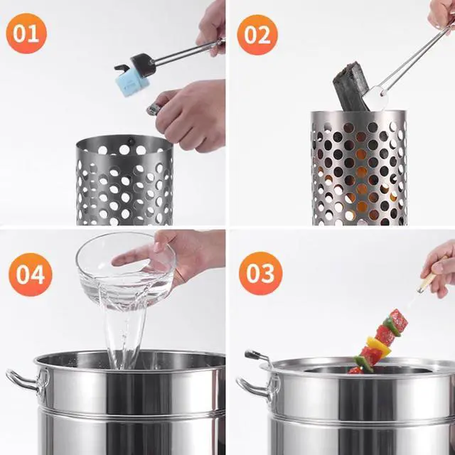 Alt view image 3 of 7 - Vertical Charcoal BBQ Grill Portable Home Charcoal Smoker Round Hanging Smoker Grill for Backyard Patio Barbecue | Outdoor Smoking | Camping BBQ | Outside Cooking