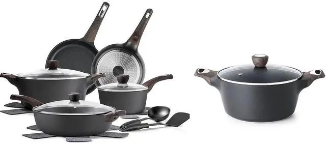 Main image of 14 Pcs Non Stick Kitchen Cooking Set with Frying Pans Set & Saucepan, Nonstick Stock Pot with Lid, 4.5QT Soup Pot Casserole Pot