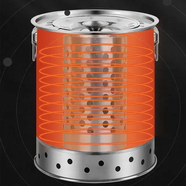 Alt view image 5 of 7 - Portable Charcoal BBQ Grill Stainless Steel Smoke-Free Charcoal BBQ Indoor & Outdoor Hanging Smothered Oven Vertical Charcoal Grills for Outdoor Cooking Grilling