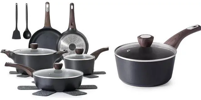 Main image of 14 Pcs Pots and Pans Set Non stick,Non toxic Healthy Induction Cookware Sets,1.5 Quart Nonstick Sauce Pan with Lid,Induction Comptable, PFOA Free