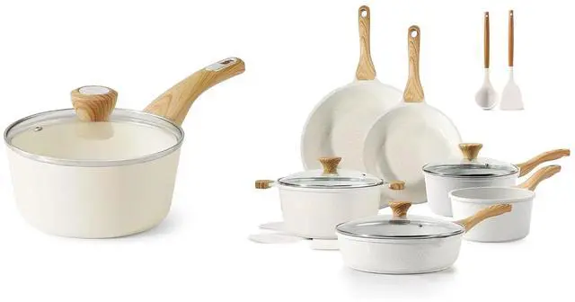 Main image of Nonstick Ceramic Cookware Set 16-Piece, Silicone Utensils and Pot Protectors, 1.5 Quart Ceramic Nonstick Sauce Pan with Lid,Induction Pot, PFOA PTFE PFAS Free