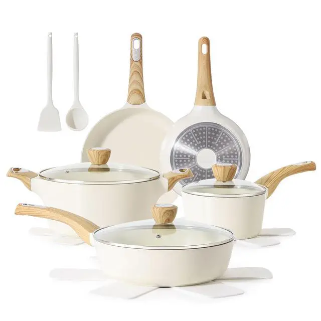 Alt view image 2 of 7 - 14-Piece Ceramic Cookware Sets,Non toxic Healthy Non Stick Kitchen Cooking Set,1.5 Quart Sauce Pan with Lid, Induction Pot