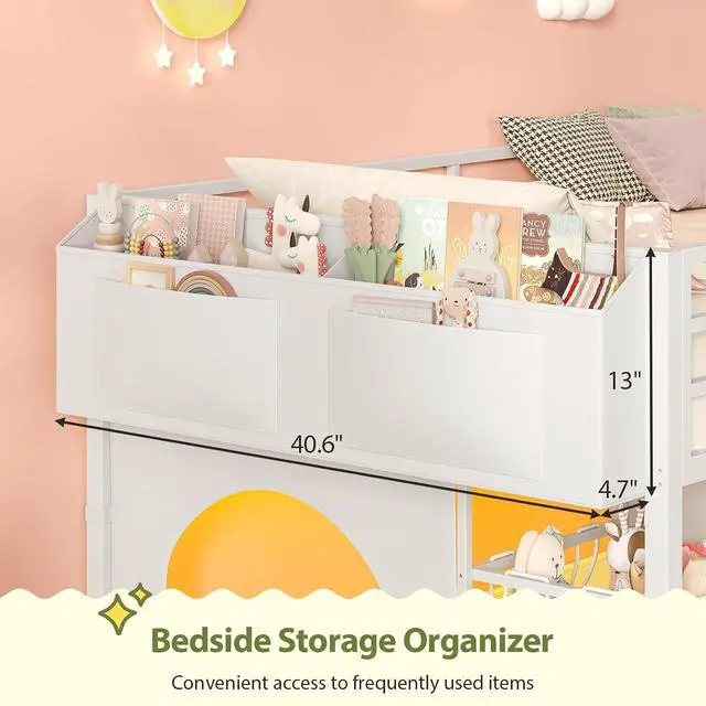 Alt view image 6 of 7 - Twin Size Low Loft Bed with RGB Lights & Play Zone, 8 XL Drawers, Kids Play Loft with 2-Step Ladder & Anti-Tip Kit (White)