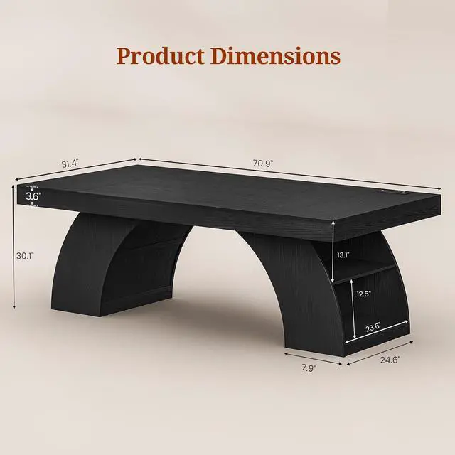 Alt view image 2 of 7 - 70.9 Inch Executive Desk, Large Office Desk with Power Outlet & Storage Shelves, Modern Aesthetic Computer Desks Wood Workstation Business Furniture Writing Table for Home Office (Black)