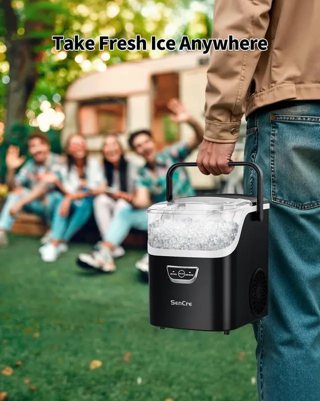 Alt view image 5 of 7 - Nugget Ice Maker with Handle, 40lbs/Day Countertop Ice Maker Ready in 5 Mins, Soft Sonic Ice, Auto-Cleaning Ice Makers Portable Ice Machine for Home Kitchen Office Party & Large Families