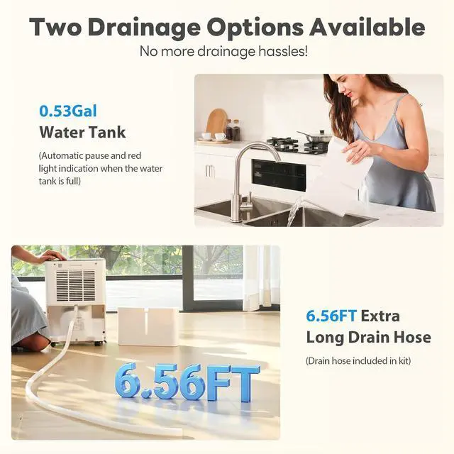 Alt view image 6 of 7 - 34Pint Dehumidifier for 2500Sq.Ft, Compressor Dehumidifiers for Home, Front LED Digital Humidity Display&Quiet Dehumidifier for Basement, Bedroom, Bathroom, with 6.56FT Drain Hose DH1800S