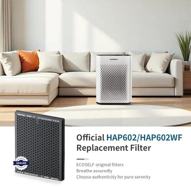 Alt view image 6 of 7 - ECOSELF Genuine Replacement Air Purifier Smoke Remover Filter for HAP602/ HAP602WF Air Purifier Filter, High-Efficiency Activated Carbon Filter 3-Stage Repacement Filtration (1 Pack)