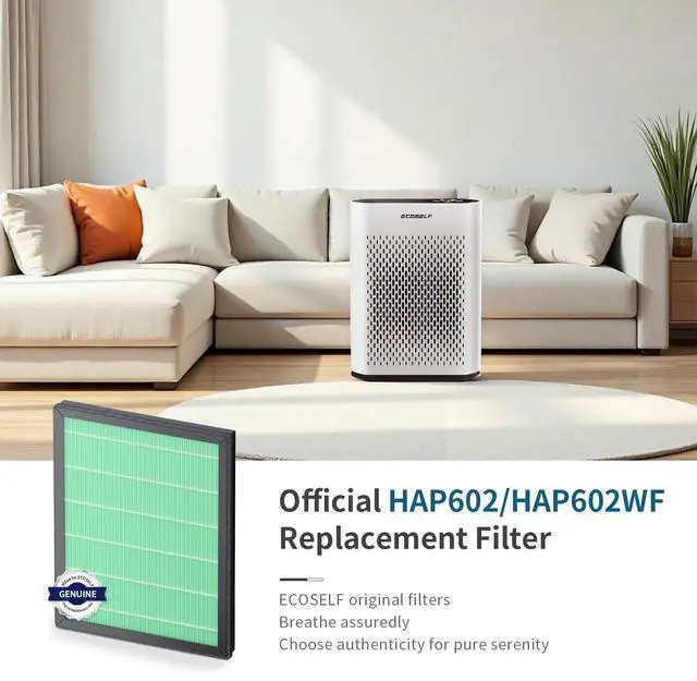 Alt view image 6 of 7 - ECOSELF Genuine Replacement Air Purifier Toxin Absorber Filter for HAP602/ HAP602WF Air Purifier Filter, 3-Stage Filtration Repacement for High-Efficient Filtration (1 Pack), Green