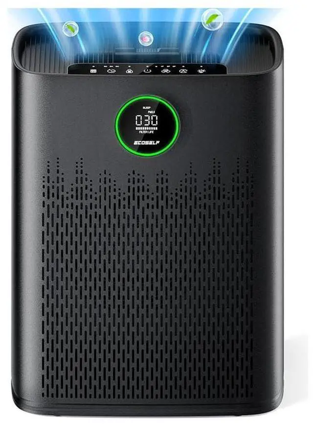 Main image of Air Purifiers for Home Large Room, Cover Up to 2400 Ft² with True HEPA Filter, Smart Mode, PM2.5 Air Quality Display, 22dB Sleep Mode, Aromatherapy with 2X-Purification & 360°Air Outlet, HAP603, Black