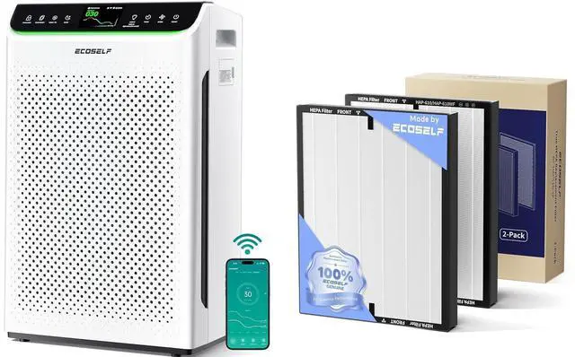 Main image of Air Purifiers for Home Large Room, Cover Up to 3850 Ft² with True HEPA Filter HAP610WF & Air Purifier Replacement Filter, 2 Pack, White