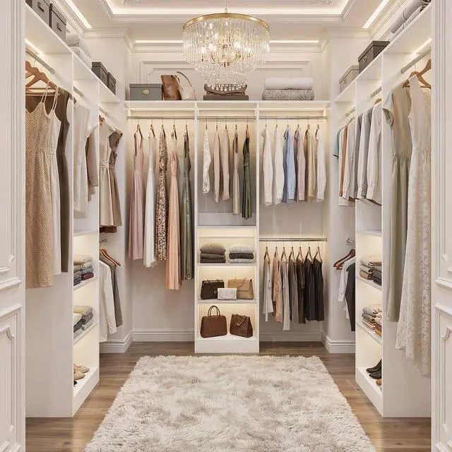 Alt view image 4 of 7 - 4FT Small Closet System, 80"H Closet Organizer System with 4 Closets Rods & 3 Shelves, 48" Closets Organizers and Storage for Small Bedrooms, Laundry Rooms, Cloakrooms, White